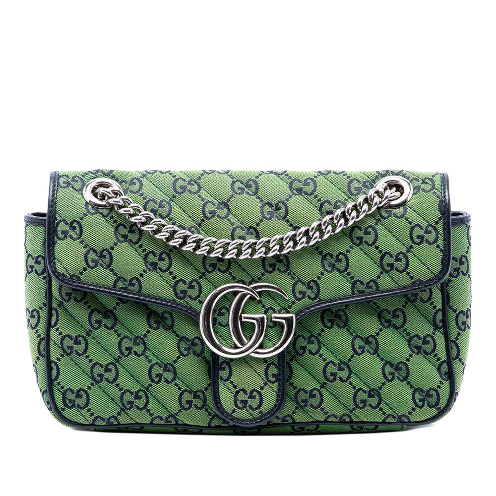 Pre-Loved Gucci Medium GG Marmont Matelasse Diagonal GG Canvas Shoulder Bag